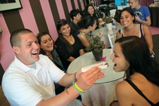 A group of University of Scranton RAs enjoys the ambience – and gourmet chocolate – at Bella Faccias, one of a dozen businesses visited as part of a tour of downtown Scranton. The rest of the student body can discover the many remarkable stores and eateries downtown by participating in the downtown Scavenger Hunt on Friday, Sept. 2.